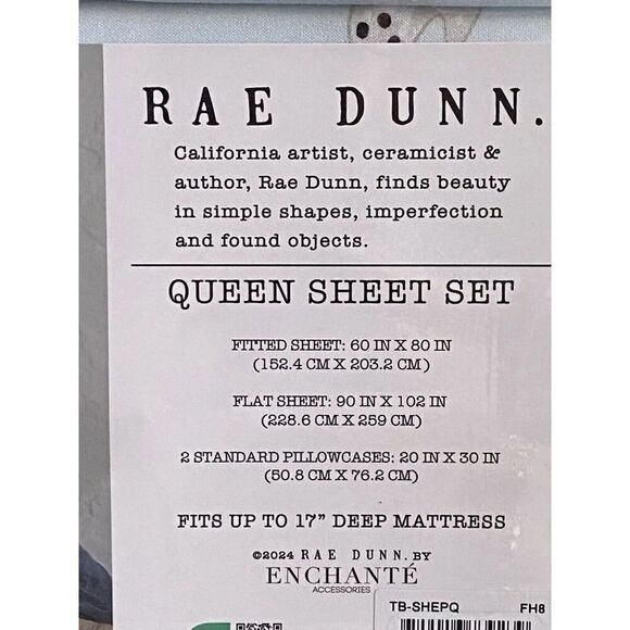 4 Pc Rae Dunn Halloween QUEEN Sheet Set Halloween Ghosts With Hats Boo Bats Blue - Picture 9 of 12